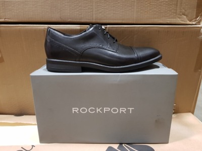 12 X BRAND NEW BOXED MENS BLACK ROCKPORT SHOES (SIZE 9.5) - IN 2 BOXES