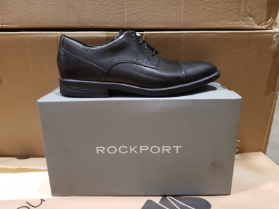 12 X BRAND NEW BOXED MENS BLACK ROCKPORT SHOES (SIZE 9.5) - IN 2 BOXES