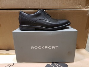 12 X BRAND NEW BOXED MENS BLACK ROCKPORT SHOES (SIZE 9.5) - IN 2 BOXES