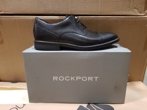 12 X BRAND NEW BOXED MENS BLACK ROCKPORT SHOES (SIZE 7.5) - IN 2 BOXES