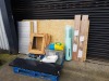 MIXED LOT CONTAINING, GRANITE WORKTOPS, MINI SINK, MASTERCRETE CEMENT, 2 X SQUARE WOODEN WINDOWS, INSULATION AND PLYWOOD ETC.