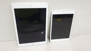 2 X APPLE IPADS IN WHITE AND SILVER (LOCKED FOR SPARES ONLY)