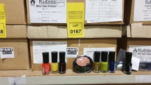 APPROX 519 X VARIOUS KUBISS COSMETICS CONTAINING KUBISS MINI NAIL POLISH NO. 32, MINI NAIL POLISH NO. 36 AND MINI NAIL POLISH NO . 147 RRP £1038.00