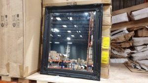 6 X BRAND NEW ORNATE MIRRORS - 66 X 56 X 3.4cm - COLOUR BLACK