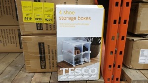24 X BRAND NEW TESCOS 4 SHOE STORAGE BOXES WITH INTERLOCKING VERSATILE STORAGE TO FIT ANY SPACE - IN 6 BOXES