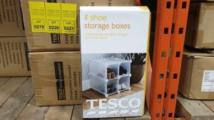 24 X BRAND NEW TESCOS 4 SHOE STORAGE BOXES WITH INTERLOCKING VERSATILE STORAGE TO FIT ANY SPACE - IN 6 BOXES