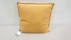 42 X BRAND NEW TESCOS OCHRE COLOURED VELOUR CUSHIONS - IN 3 BOXES