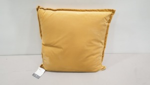 42 X BRAND NEW TESCOS OCHRE COLOURED VELOUR CUSHIONS - IN 3 BOXES