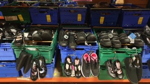 APPROX £600 RETAIL VALUE OF CHILDRENS BLACK FOOTWEAR IN VARIOUS STYLES & SIZES IN 5 TRAYS (NOT INCLUDED) - NOTE: ITEMS ARE SIMPLE MAGNETIC SECURITY TAGGED