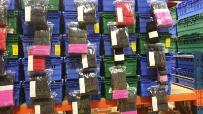 £400-£500 RETAIL VALUE OF CHILDRENS TIGHTS IN VARIOUS STYLES AND SIZES IN 5 TRAYS (NOT INCLUDED)