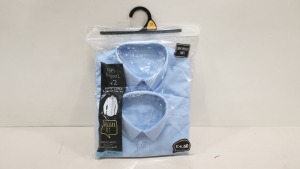 50 X BRAND NEW LIGHT BLUE PACKS OF 2 BOYS LONG SLEEVED SHIRTS - SIZES 7-8YEARS