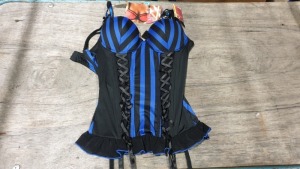 APPROX 24 X BRAND NEW LUNA MAY BLUE AND BLACK BASQUE IN VARIOUS STYLES