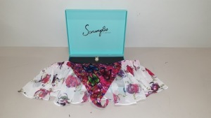 50 X SCRUMPIES OF MAYFAIR GARDEN ROYALE SKIRTED THONGS - SIZES 8-16 (1-5) WITH BAG OF 50 CHARMS AND 25 PRESENTATION BOXES - ORIG RRP £35 EACH (£1750 TOTAL)