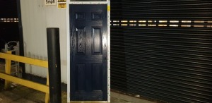 1 X 2300MM HEIGHT X 890MM OUTER FRAME DIMENSION - PVC/WOODEN COMPOSITE FRONT DOOR IN NAVY BLUE