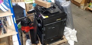 MIXED LOT TO INCLUDE - 1 X TOSHIBA E-STUDIO 3005AC PHOTOCOPIER WITH A4 & A3 PAPER TRAYS, 1 X HENRY HOOVER, 1 X RADIATOR, 1 X MONITOR 3 X TOSHIBA INK CARTRIDGES CONTAINED ON FULL PALLET