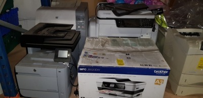 4 X PHOTOCOPIERS TO INCLUDE - EPSON WORKFORCE PRO WF-C869R, 1 X BRAND NEW BROTHER MFC-J6520DW, 1 X HP COLOUR LASER JET PRO M476DW, 1 X HP NO MODEL VISABLE