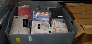 FULL PALLET OF ASSORTED BEDDING & TEXTILES IE. APPROX 50 DREAMS & DRAPES REVERSIBLE BEDSPREADS, RINGLEY QUILTED THROWS, DEEP FITTED SHEETS, VALENCE SHEETS ETC.