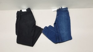 APPROX 40 X BRAND NEW DOROTHY PERKINS INDIGO AND BLACK STRETCHY SKINNY JEANS IN VARIOUS SIZES RRP £900.00