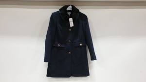 10 X BRAND NEW DOROTHY PERKINS NAVY BUTTONED COATS WITH FAUX FURR