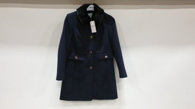 10 X BRAND NEW DOROTHY PERKINS NAVY BUTTONED COATS WITH FAUX FURR