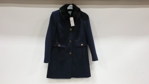 10 X BRAND NEW DOROTHY PERKINS NAVY BUTTONED COATS WITH FAUX FURR