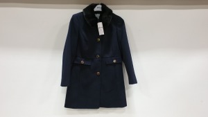 10 X BRAND NEW DOROTHY PERKINS NAVY BUTTONED COATS WITH FAUX FURR