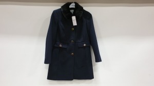 10 X BRAND NEW DOROTHY PERKINS NAVY BUTTONED COATS WITH FAUX FURR