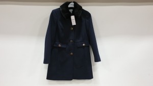 10 X BRAND NEW DOROTHY PERKINS NAVY BUTTONED COATS WITH FAUX FURR