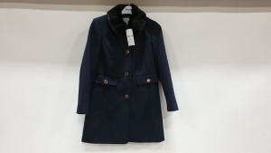 10 X BRAND NEW DOROTHY PERKINS NAVY BUTTONED COATS WITH FAUX FURR