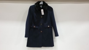 10 X BRAND NEW DOROTHY PERKINS NAVY BUTTONED COATS WITH FAUX FURR