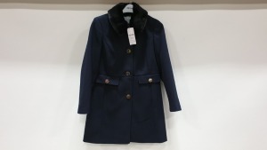 10 X BRAND NEW DOROTHY PERKINS NAVY BUTTONED COATS WITH FAUX FURR