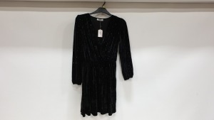 24 X BRAND NEW OASIS BLACK VELVET DRESSES WITH SMALL GOLDEN STUDS