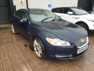BLUE JAGUAR XF PREMIUM LUXURY D V6A. ( DIESEL ) Reg : RV08UUB, Mileage : 0 Details: FIRST REGISTERED 4/3/2008 2720CC CAT N INSURANCE LOSS 17/10/2018 NO MOT OR V5 FULL LEATHER SEATS, CRUISE CONTROL, CLIMATE CONTROL, SAT NAV BOWERS & WILKINS SPEAKERS FLAT B