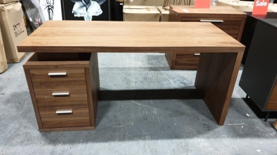 1 X BRAND NEW NATURAL WALNUT WRITING DESK - 1600X700X750