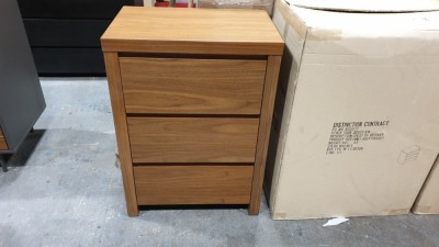 1 X BRAND NEW WALNUT CHEST OF 3 DRAWER, CONTEMPORARY DESIGN - 592X396X821