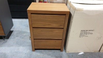 1 X BRAND NEW WALNUT CHEST OF 3 DRAWER, CONTEMPORARY DESIGN - 592X396X821