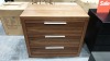 1 X BRAND NEW NATURAL WALNUT 3 DRAWER SOFT CLOSE CHEST OF DRAWERS - 960X860X50 - NO BOX