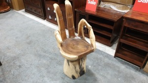 1 X WOODEN PALM STOOL - HAND CRAFTED