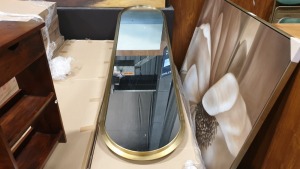 5 X BRAND NEW BRASS EFFECT WALL MIRROR (PRODUCT CODE-MF007-VI-RES) - 500X96X1950MM