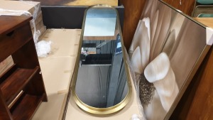 5 X BRAND NEW BRASS EFFECT WALL MIRROR (PRODUCT CODE-MF007-VI-RES) - 500X96X1950MM