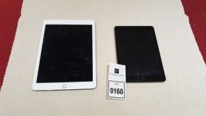 1 X WHITE AND GREY APPLE IPAD AND 1 X BLACK AND GREY APPLE IPAD (FOR SPARES)