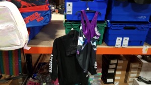 £500 MIN RETAIL PRICED BRAND NEW CHILDRENS BLACK HOODIES & SWIMWEAR IN VARIOUS AGES - NOTE SIMPLE MAGNETIC SECURITY TAGGED ON SOME PACKS - IN 5 TRAYS (NOT INC)