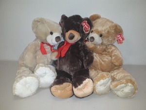 16 X BRAND NEW LARGE TELITOY BEAR HUGS TEDDIES IN 3 ASSORTED COLOURS IE TAN,BROWN AND CREAM - IN 2 BOXES