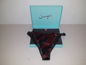 50 X SCRUMPIES OF MAYFAIR DRAGONSNAP FIRE TANGA BRIEFS - SIZES 8-16 (1-5) 10 OF EACH WITH BAG OF 50 CHARMS AND 25 PRESENTATION BOXES - ORIG RRP £35 EACH (£1750 TOTAL)