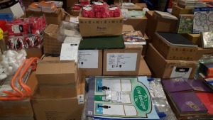 FULL PALLET CONTAINING BRAND NEW ASSORTED EDUCATIONAL/STATIONERY EQUIPMENT IE TTS MESSY LETTERS, FRICTION DISC INVESTIGATION KIT, SKETCH BOOK, TTS SCRIPTS FOR YOUNG FILM MAKERS, CONJUNCTIONS DICE, ETC