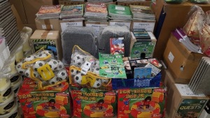 FULL PALLET CONTAINING BRAND NEW ASSORTED EDUCATIONAL/STATIONERY EQUIPMENT IE TTS NUMBER COUNTS BOOK, TECHNOLOGY IN ACTION BOOK, VARIOUS DVD's, INTER-LOCKING SAND PIT, SMALL SOFT TOY FOOTBALLS, INQUIRY LEARNING (LEARNING JOURNEYS WITH ICT) ETC