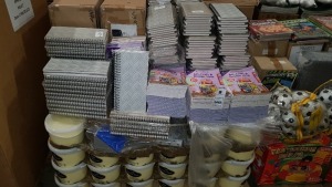 FULL PALLET CONTAINING BRAND NEW ASSORTED EDUCATIONAL/STATIONERY EQUIPMENT IE LARGE QUANTITY OF POWDER PAINT (2.5KG), METAL LOOKING COVER NOTEPADS AND ART, GRAFT AND DESIGNS 2018 BOOK.