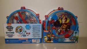 24 X BRAND NEW BOXED NICKELODEON PAW PATROL DRUM KIT, INCLUDES DRUM & STICKS, FLUTE, CASTANETS, TAMBOURINE, PADDLE DRUM AND WHISTLE - IN 2 BOXES