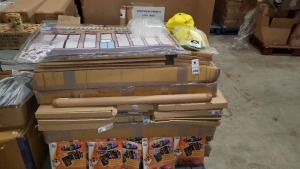 FULL PALLET CONTAINING BRAND NEW ASSORTED EDUCATIONAL/STATIONERY EQUIPMENT IE VINEX SCHOOL HURDLE (FRAME ONLY), LITEBRITE ACTIVITY,VELCRO FRENCH LEARNING SHOP, LITTER PATROL HATS ETC