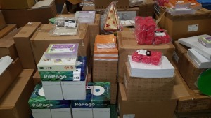 FULL PALLET CONTAINING BRAND NEW ASSORTED EDUCATIONAL/STATIONERY EQUIPMENT IE CONJUCTIONS CO-ORDINATING DICE, GRUB MAKING HEALTHY EATING FUN, EXERCISE BOOKS, FRICTION DISC INVESTIGATION KIT, ENSURING MASTERY IN READING, CASES OF A4 PAPER ETC